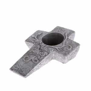 Betonový květináč – kříž s prostorem na vázu 10 x 28 x 18,5 cm