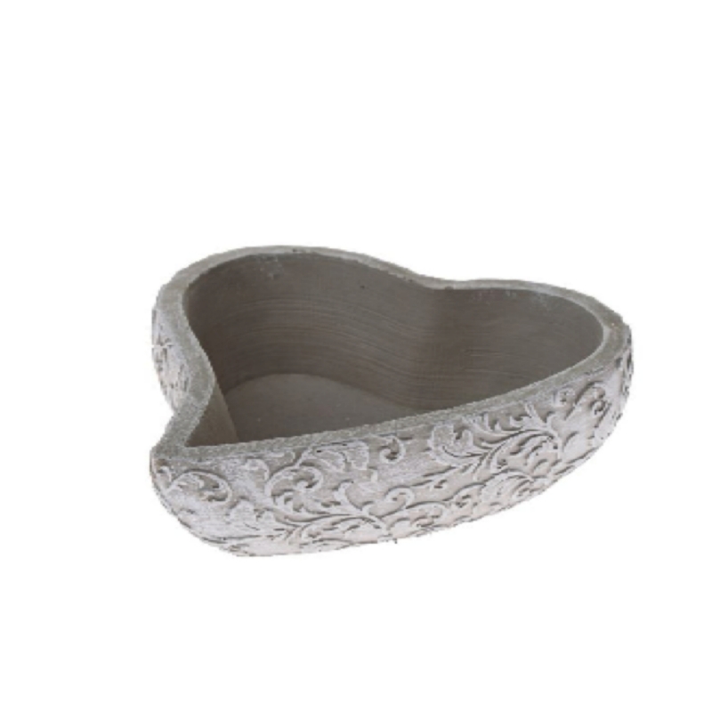 Betonový květináč ve tvaru srdce 7,5 x 18 x 20,5 cm
