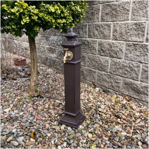 Hnědý zahradní sloupek na vodu – Rustique Flow 80cm