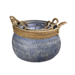 Koš kulatý šedý set 3 kusů 58 x 58 x 40 cm