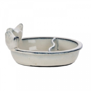 Krmítko s pítkem pro ptáky keramické bílé