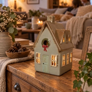 Porcelánový domeček na svíčku 12x19x11cm Typ B