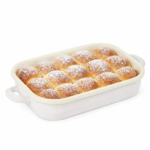 Smaltovaný pekáč s uchy bílý 27x17,5x6cm