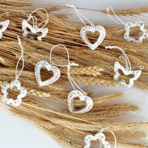 Velikonoční závěsné dekorace kovové bílé 12ks