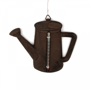 Venkovní litinový nástěnný teploměr konev 14x16cm