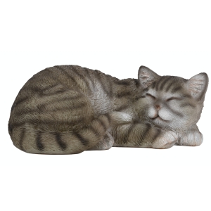 Venkovní socha spící šedé kotě 29cm