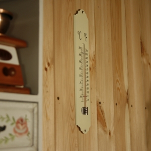 Venkovní teploměr bílý kov 30cm